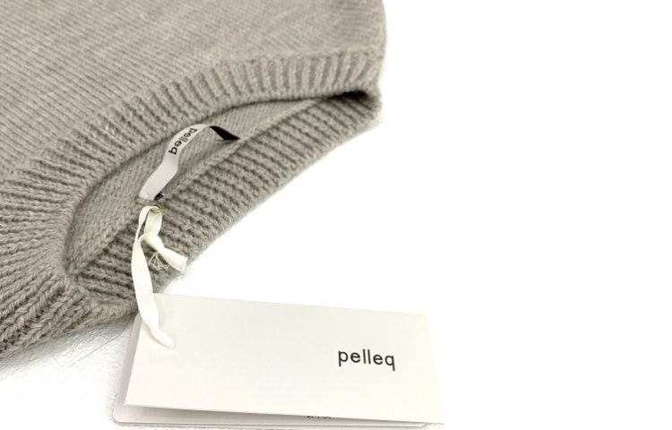 pelleq ぺレック ベルト付ニット ベスト ウール ベージュ 36 KN1204-AW19首元アップ