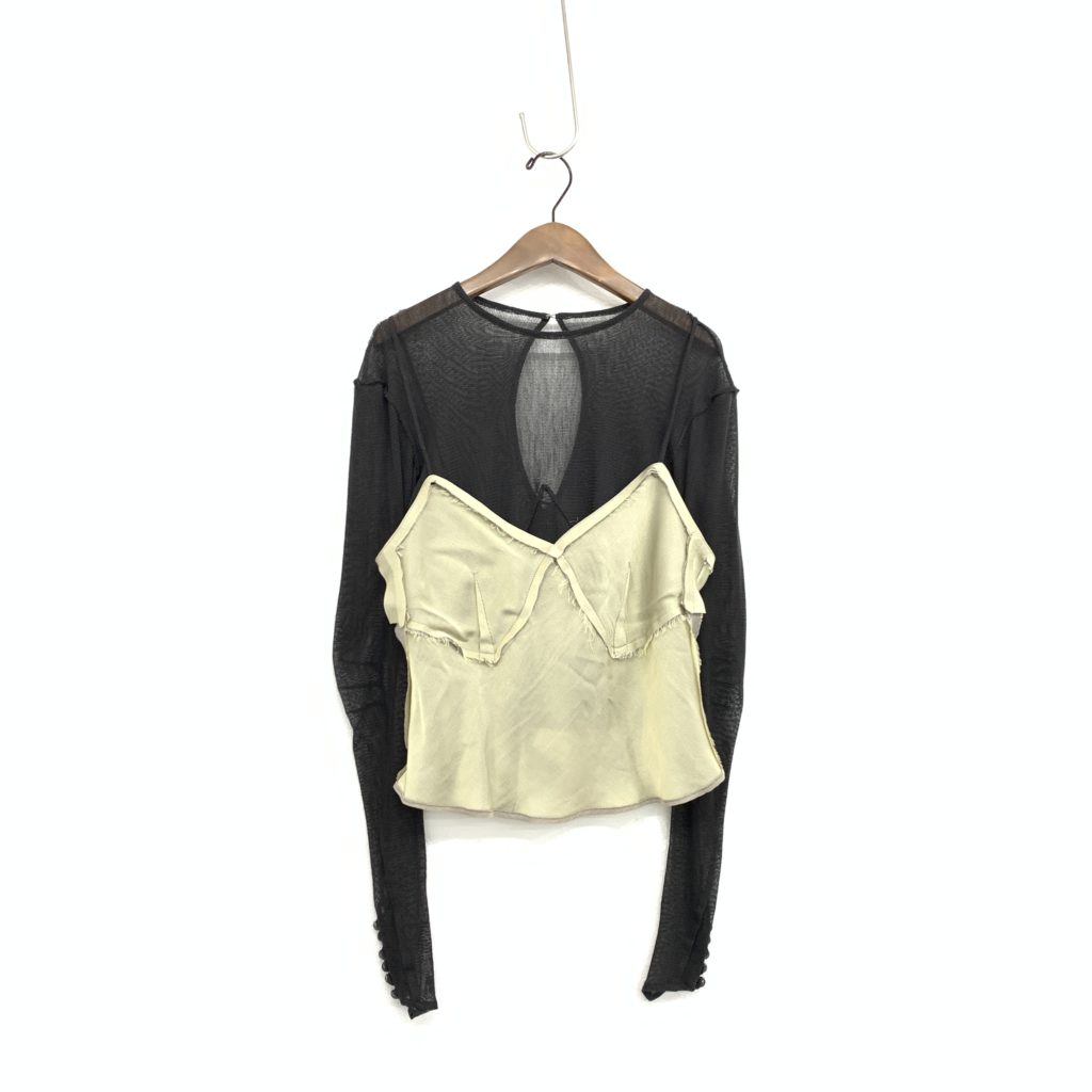フミカウチダTulle Satin CUT-OUT TOPチュールとサテンのトップス