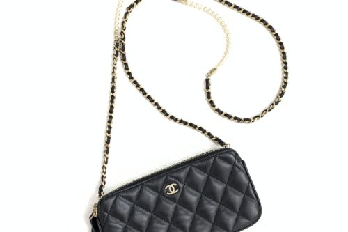 CHANEL シャネル　チェーン　パール　ウォレット　ブラック