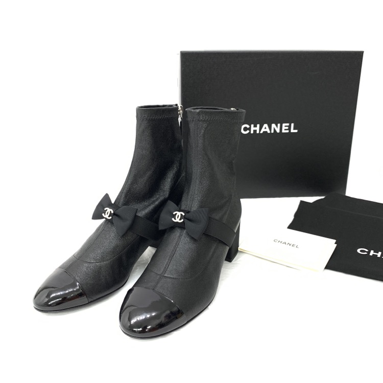 シャネル アンクル ブーツ CCリボン