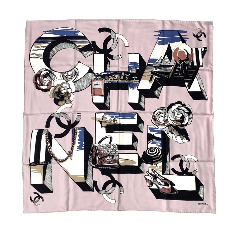 CHANEL シャネル シルク スカーフ ピンク