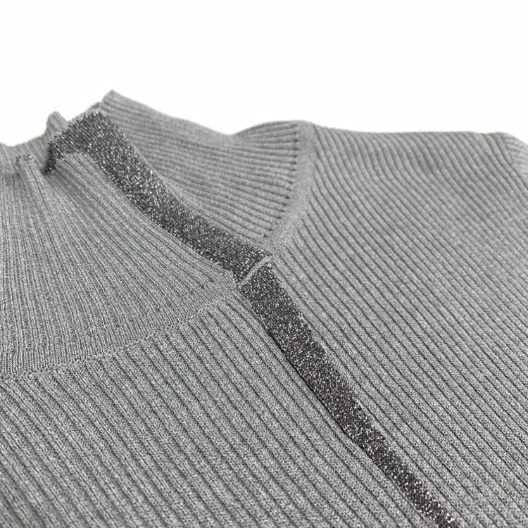 MM24FW-KN078 "Kintsugi" High Neck Knitted Top - grey